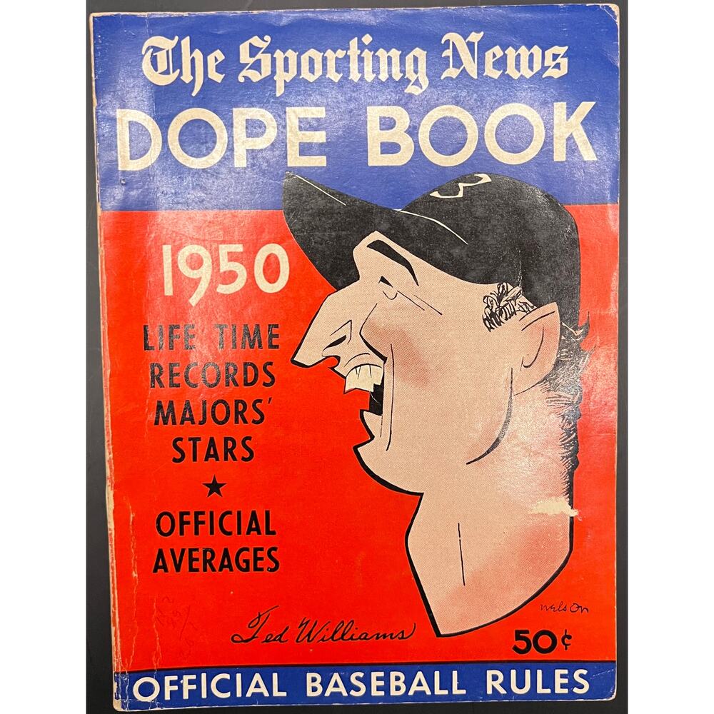 1950 Sporting News Dope Book Ted Williams Boston Red Sox Teddy Ballgame MLB HOF